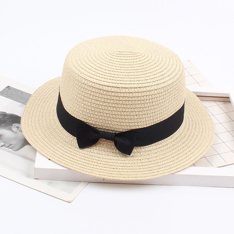 Sterling Korean Style™ Straw Bow Hat Elegant Wide Brim Summer Sun Hat