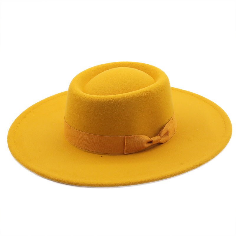 Sterling Top Hat™ Bowler Hat Wide Brim Felt Bow Accent