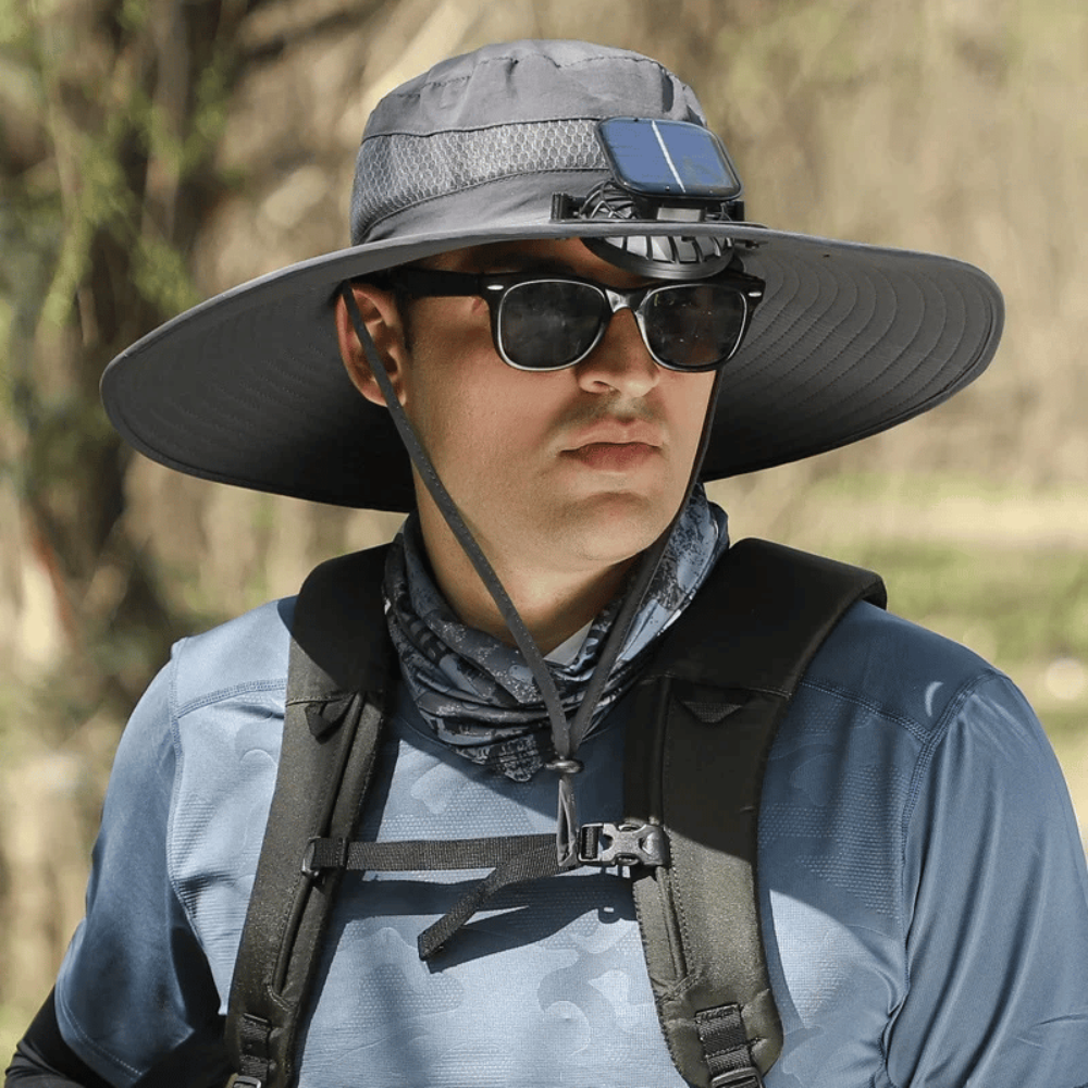 Sterling Usb Fan Solar Hat™ Wide Brim Fishing Cap Fan Detail