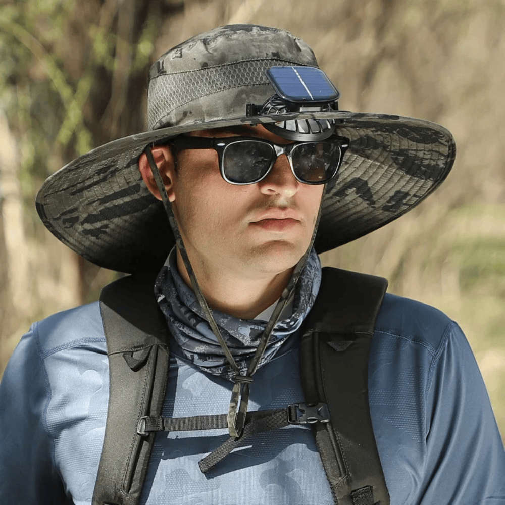 Sterling Usb Fan Solar Hat™ Wide Brim Fishing Cap Fan Detail