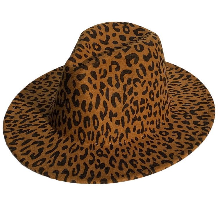 Sterling Woolen Leopard™ Print Top Hat With Flat Brim Fedoras Hat