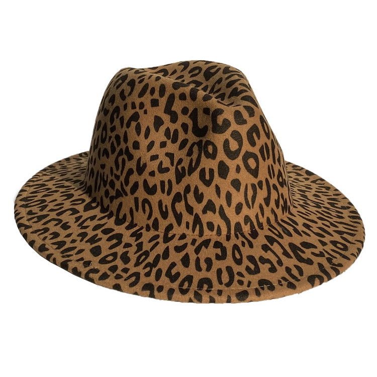 Sterling Woolen Leopard™ Print Top Hat With Flat Brim Fedoras Hat