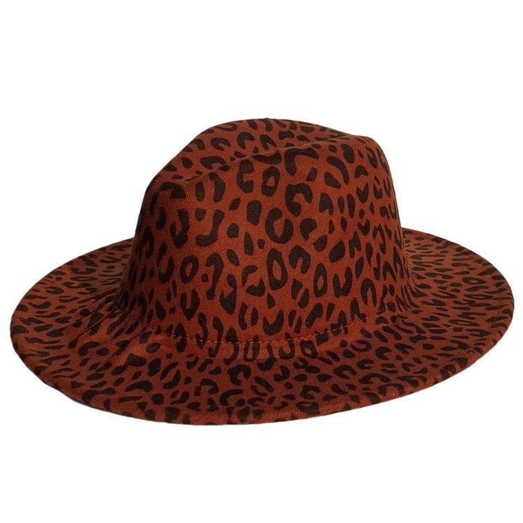 Sterling Woolen Leopard™ Print Top Hat With Flat Brim Fedoras Hat
