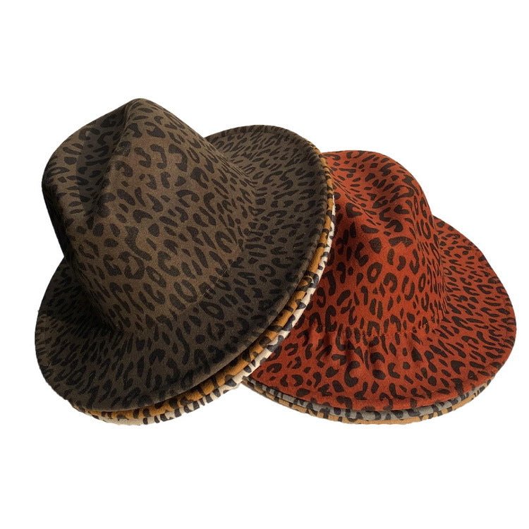 Sterling Woolen Leopard™ Print Top Hat With Flat Brim Fedoras Hat