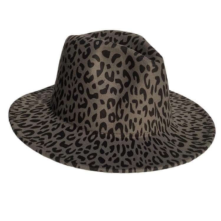 Sterling Woolen Leopard™ Print Top Hat With Flat Brim Fedoras Hat