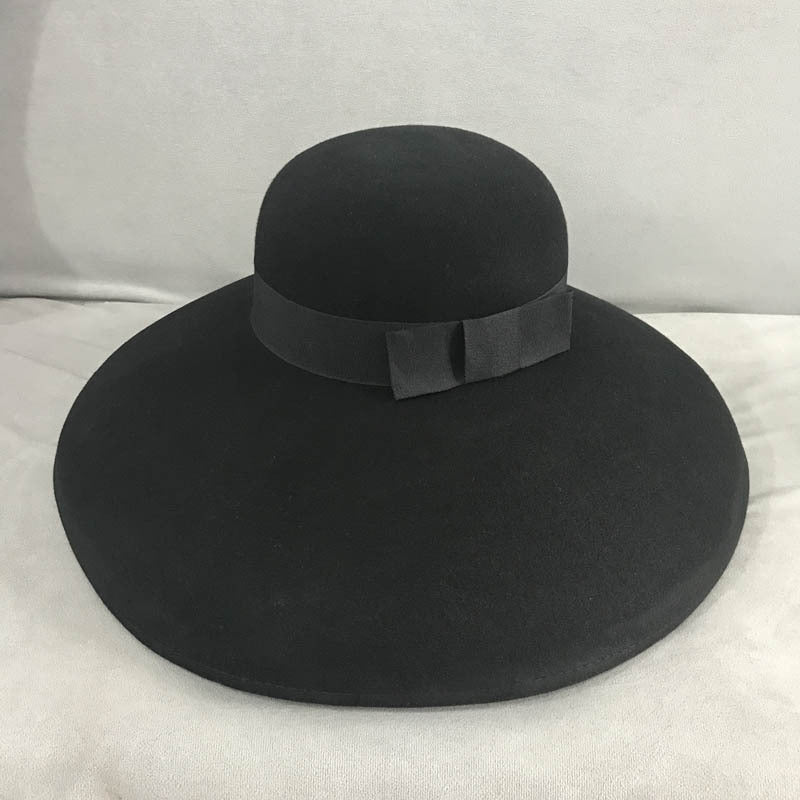 Sterling Woolenny Big™ Brim Bowler Hat Wool Felt Bow Detail