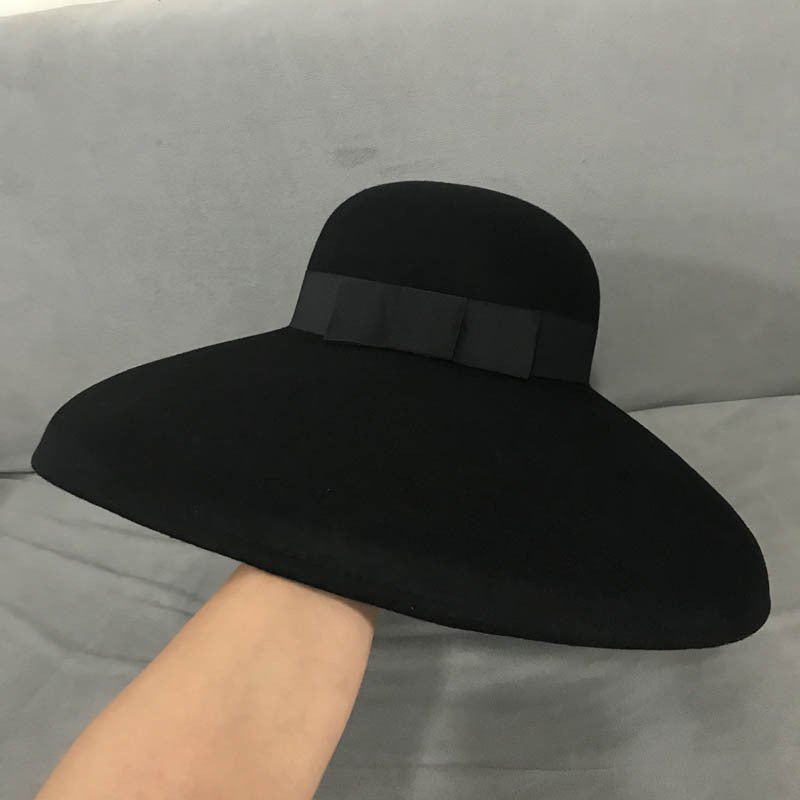 Sterling Woolenny Big™ Brim Bowler Hat Wool Felt Bow Detail